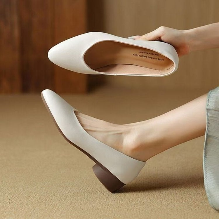 Low Mouth French Work Shoes All-Match Pointed Toe Women'S Professional Small Leather Shoes Low Heel Single-Layer Shoes Women'S Board Shoes - Image 3